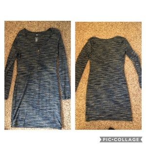 Blue heather knit body con dress